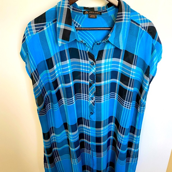 2X Long Blue Tunic Shirt - Picture 6 of 6